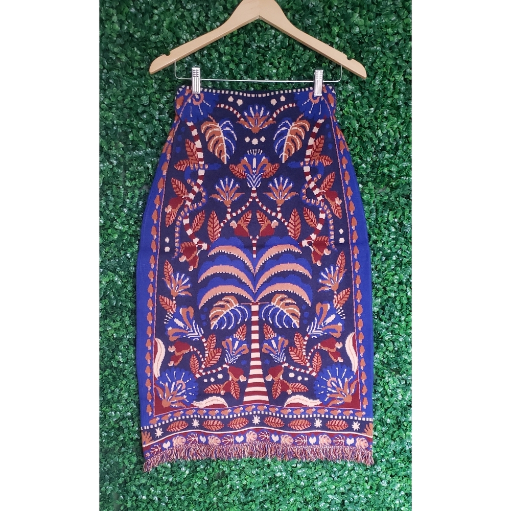 Farm Rio Nature Beauty Scarf Knit Midi Skirt - Picture 8 of 11